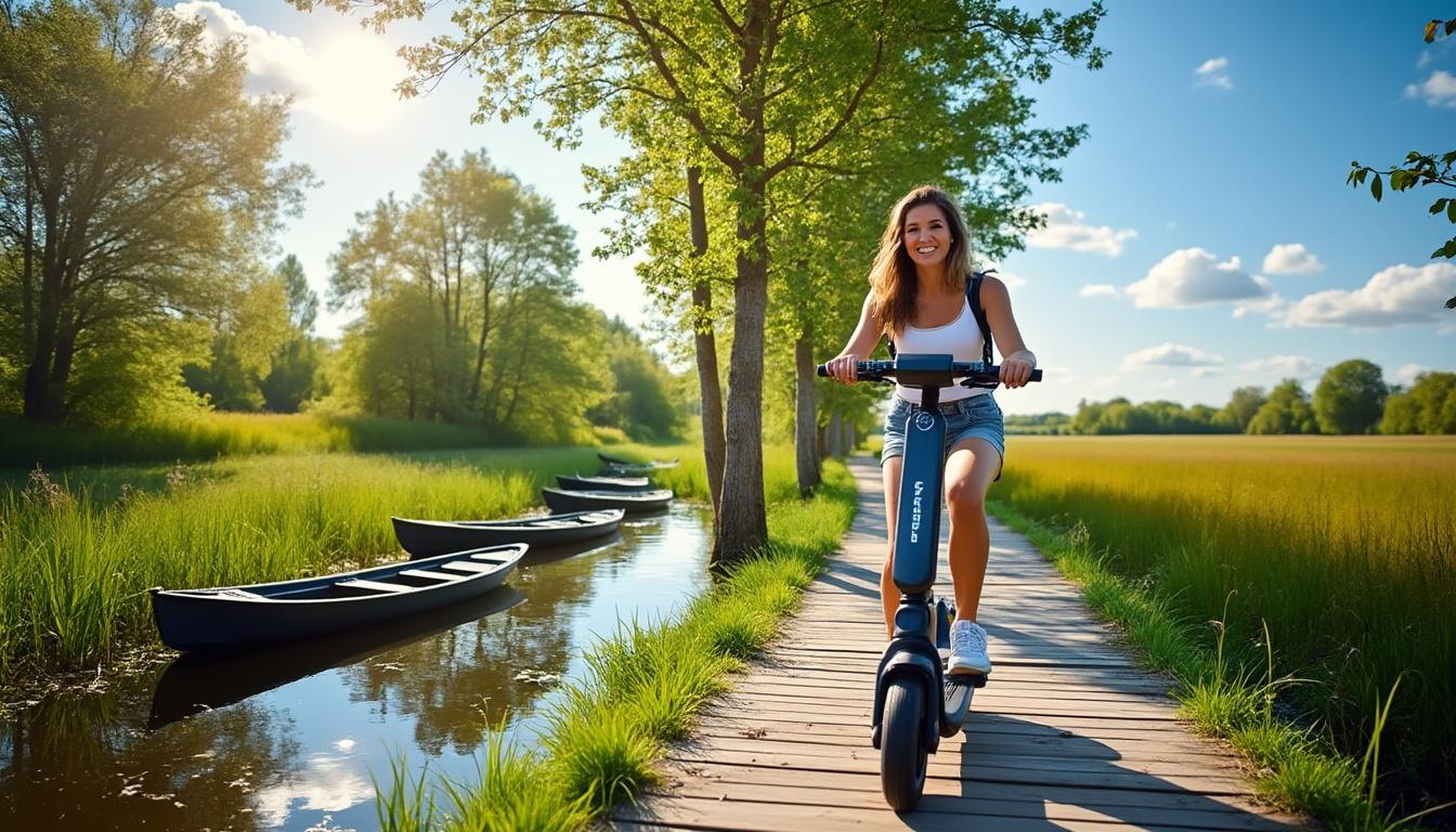 partez à la découverte du marais poitevin lors d'une aventure unique en trottinette électrique ! explorez paysages naturels, villages pittoresques et faune sauvage en toute liberté.